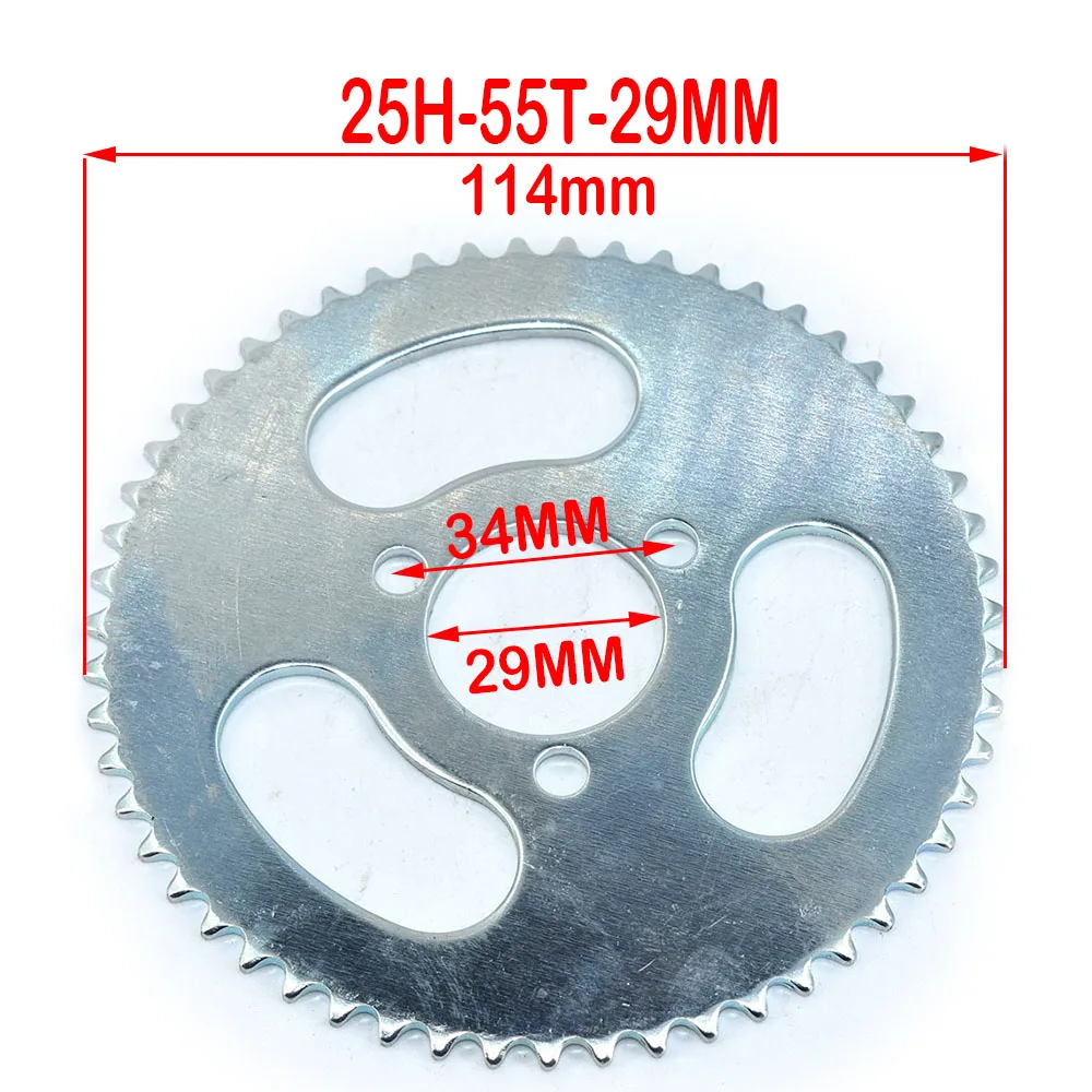 29mm 55 Tooth 25H Rear Chain Sprocket For 2 Stroke 47cc 49cc Engine Chinese Pocket Bike Mini ATV Quad 4 Wheeler Goped Scooter