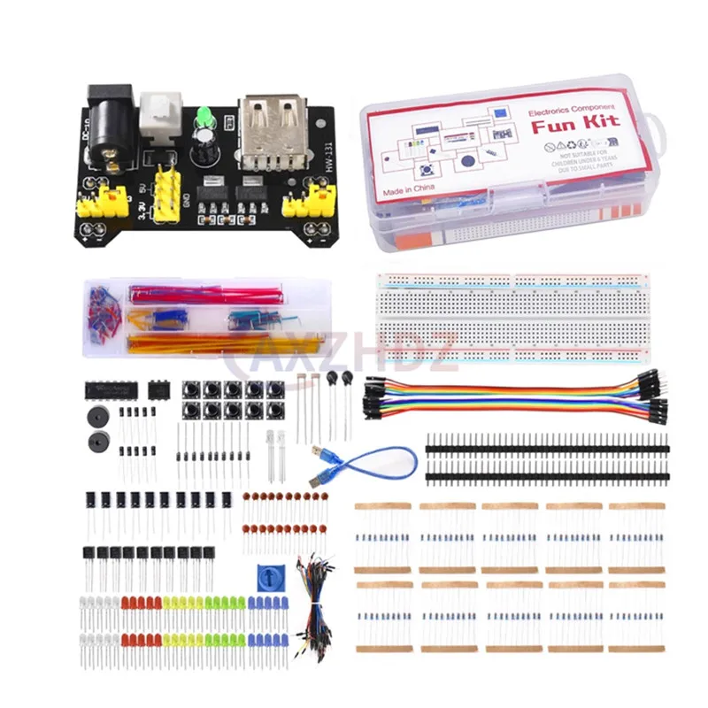 مجموعة المكونات الإلكترونية حزمة كاتب لتقوم بها بنفسك مشروع لـ Arduino R3 المكثفات المشتركة المقاومات المكثفات 830-well Breadboard