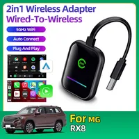 For MG RX8 Upgrade Wired to Wireless Carplay Adapter Android Auto Suitable 2in1 Carplay Box 5Ghz WiFi Plug And Play Fast Connect