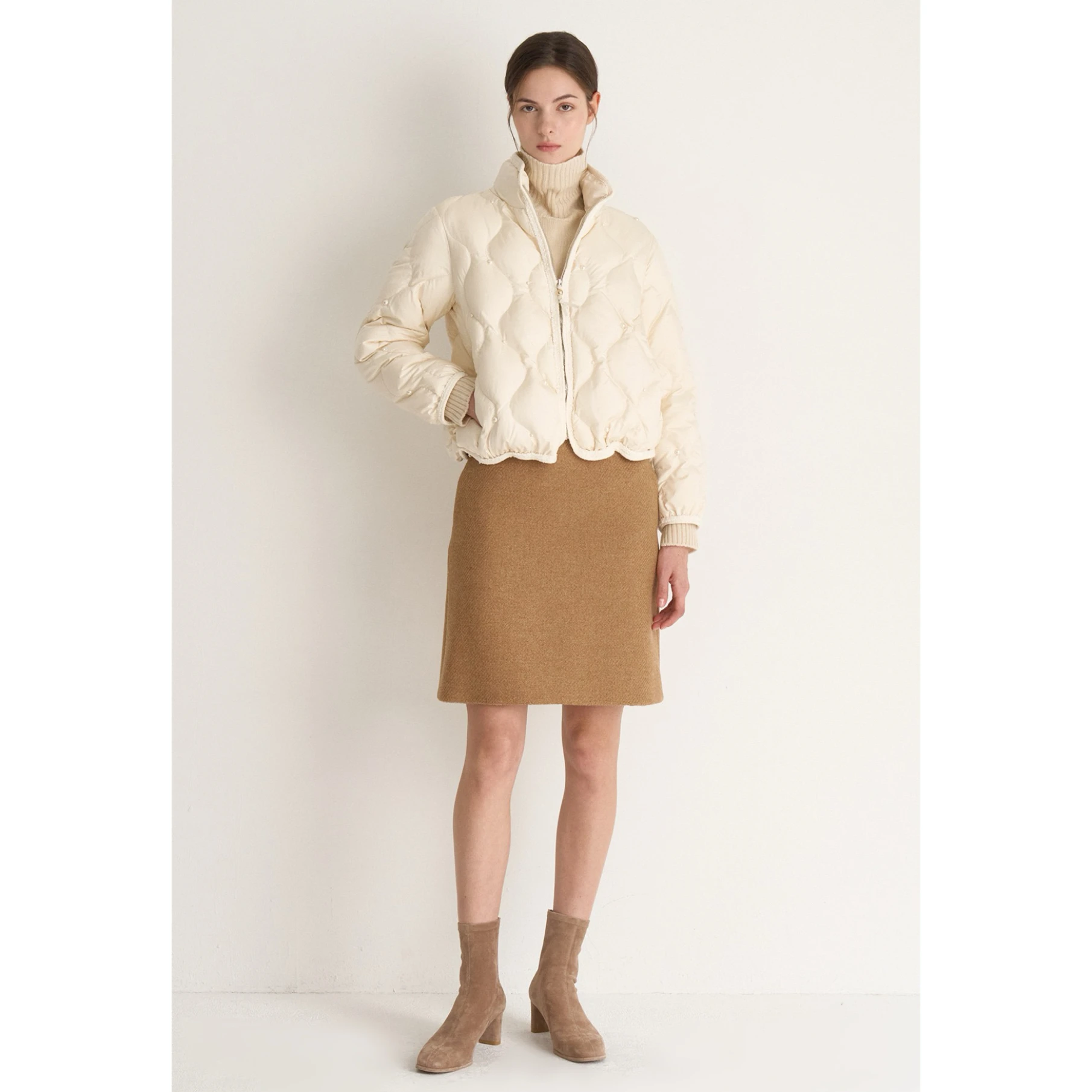 Hohe Qualität MIN25 Winter ort gesteppte Gänsedaunen Jaet schwere Stickerei Stehkragen vielseitig schlankmachender Zitronenkäse