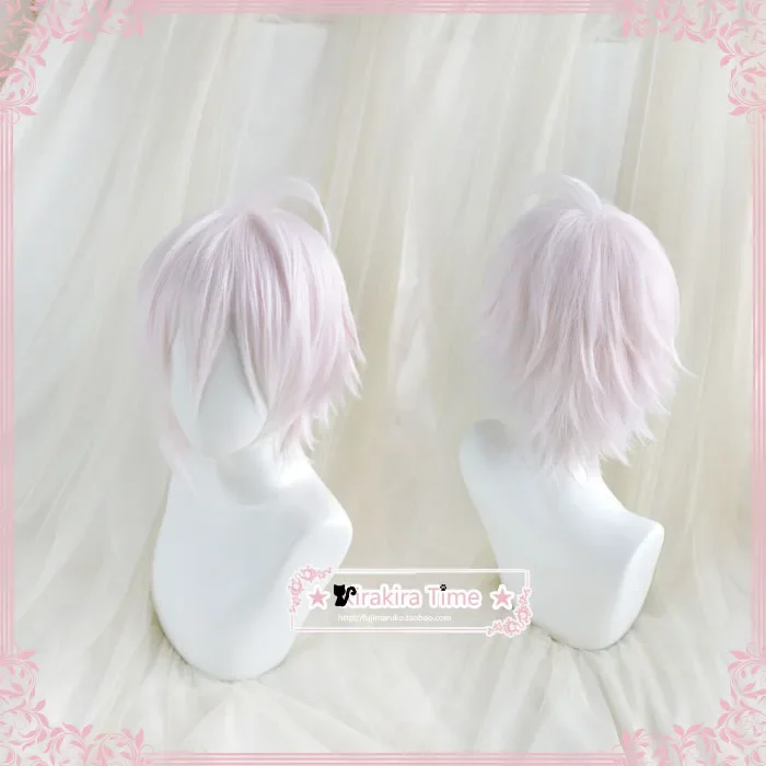 Idolish7 Kujo Tenn Wigs Anime Costume Party Heat Resistant Synthetic Hair Light Pink Cosplay Wigs + Free Wig Cap