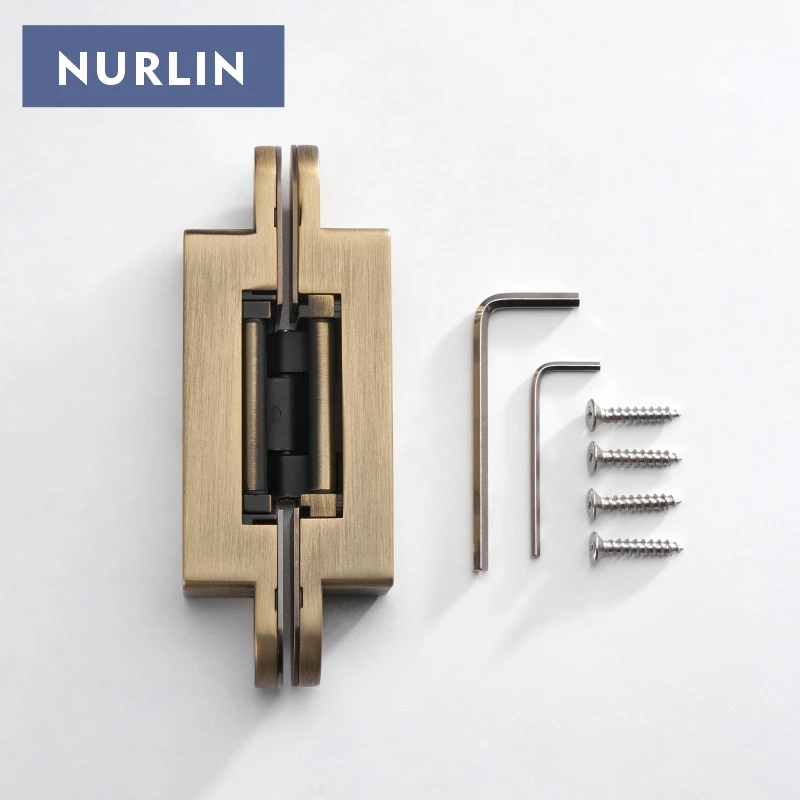 Nurlin Invisible Door Hinges 3D Adjustable Concealed Hinges Shiny Gold Black Bright Chrome Zinc Alloy Butt Hinge Heavy-duty