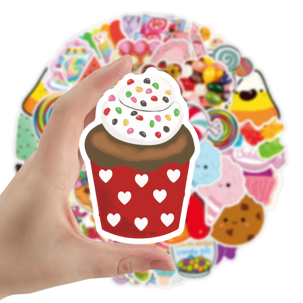 

50PCS Kawaii Candy Ice Cream Food Cartoon Stickers DIY Bike Skateboard Fridge Guitar Laptop Luggage Funny Kid Sticker Gift