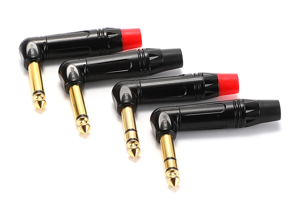 6.35/6.5 ts mono trs estéreo 2/3 núcleo plugue de soldagem cabo de guitarra instrumento musical cabo de microfone de áudio cabeça reta cotovelo plug