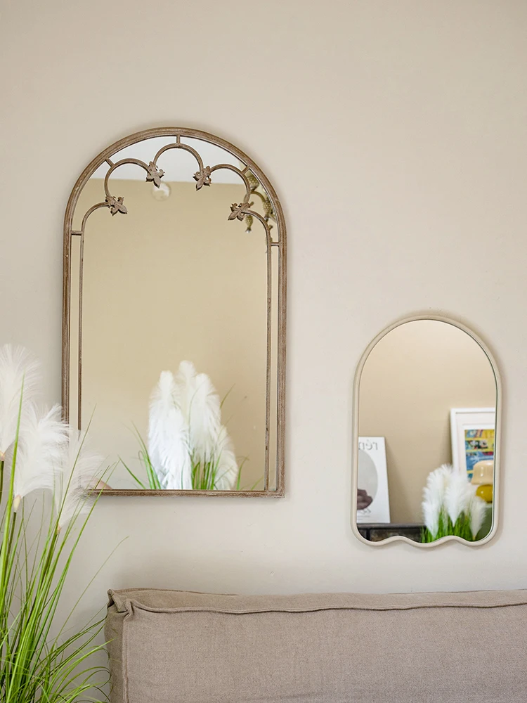 French Style Retro Affordable Arched European Bedroom Makeup Mirror Cloakroom Dressing Mirror Hallway Fireplace Decorative