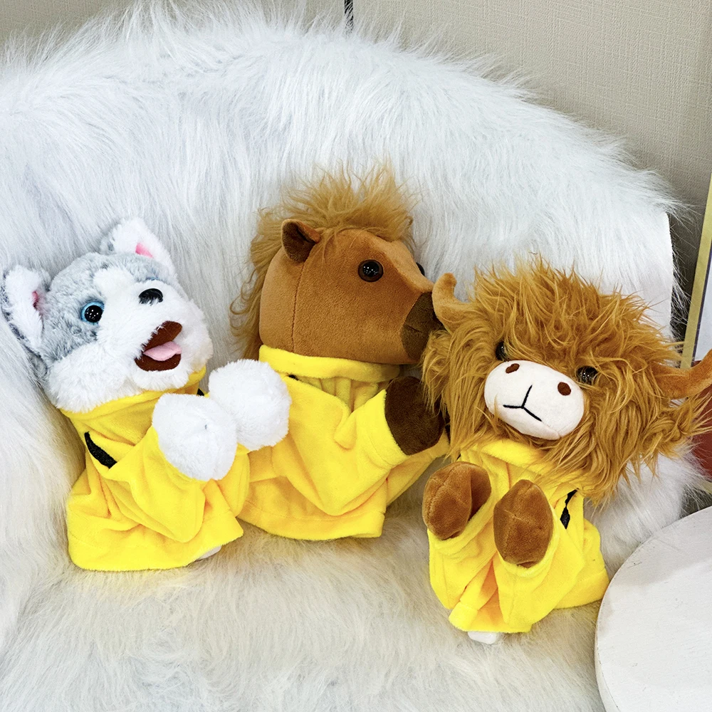 

Stuffed Plush Animals Toys Hand Finger Story Puppet Kawaii Dolls Educational Baby Toys horse Husky Cow cattle Elephant Bunny Mon