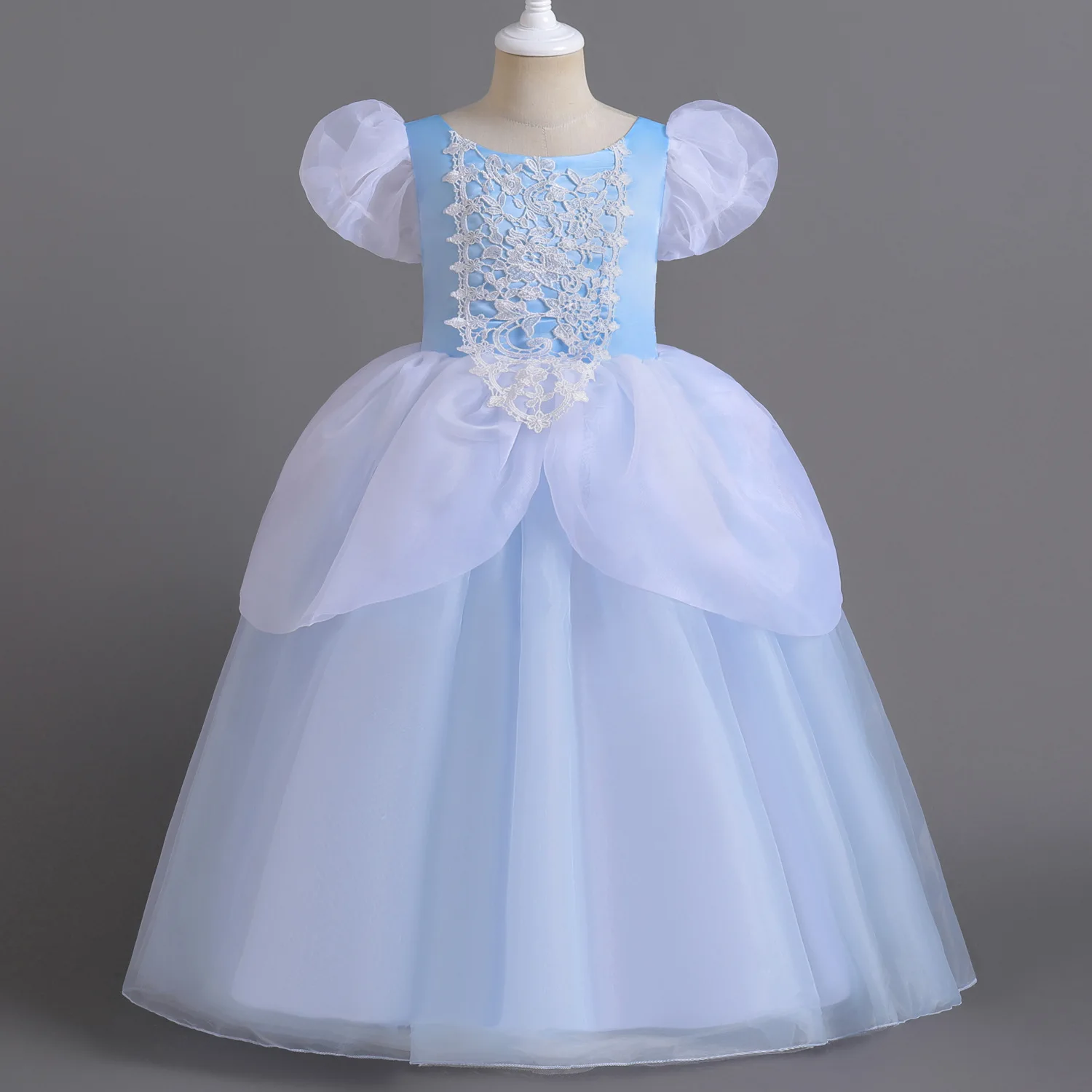 2026 Classic Cendrillon Costume Deluxe Lace Dress Birthday Party Role Play Princess Pretend Fairy Tale Grace Ball Gown for Kids