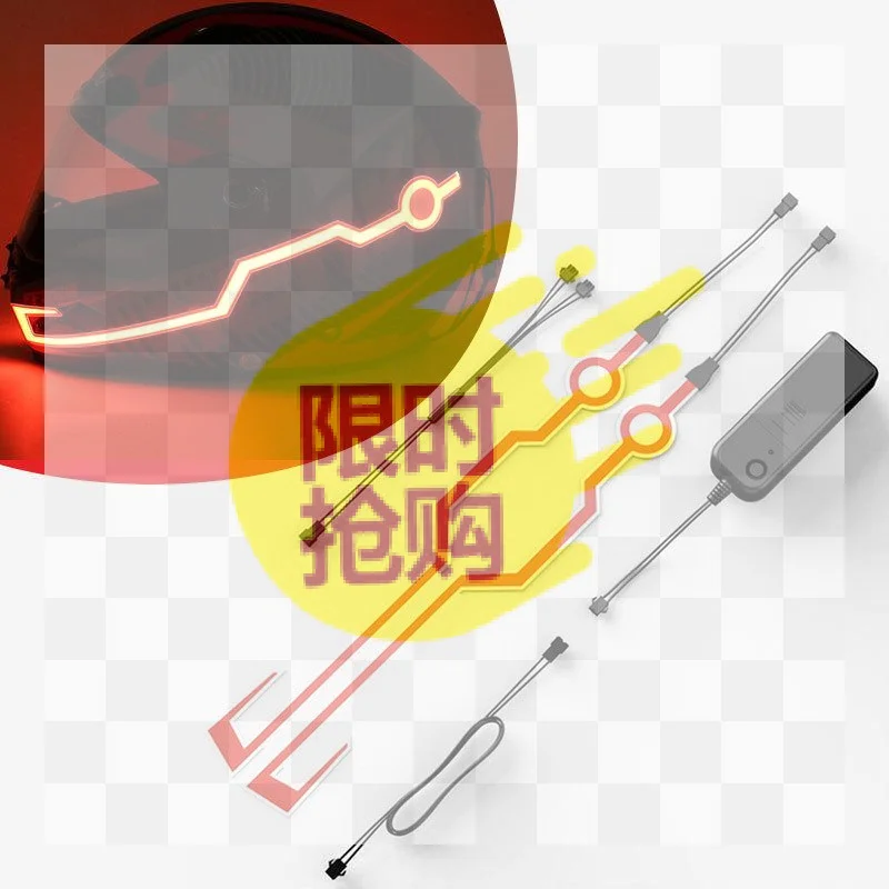 Easy To Use 1set Led Motorcycle Helmet Light Self-adhesive Reflective Luminous Sticker Strip Modified Waterproof Acsessories