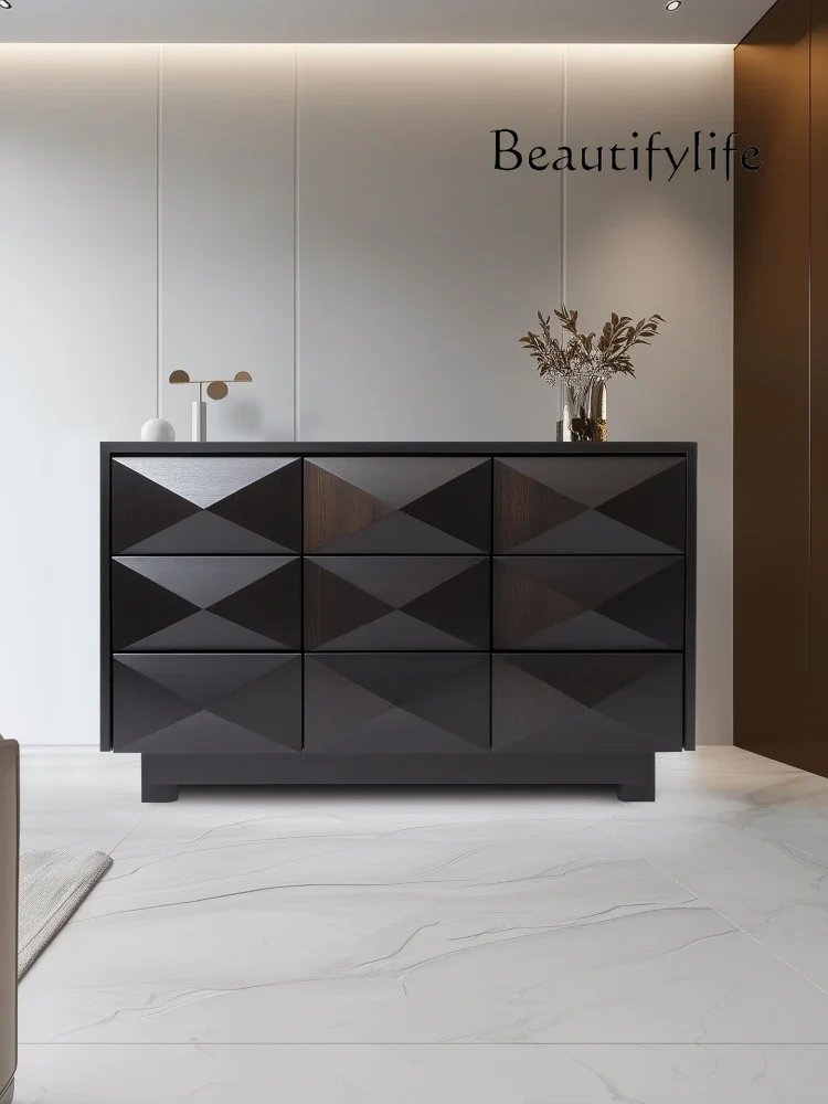O Solid Wood Nine-chest Cabinet Geometric Surface Three-dimensional Entrance Cabinet Locker Bedroom Storage Cabinet
