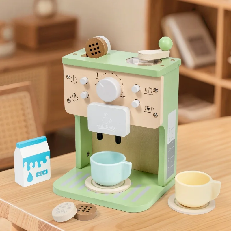 Wooden Coffee Machine Toys for Kids ,Simulation Kitchen Toys Pretend Play,Play Kitchen Accessories for Girls & Boys
