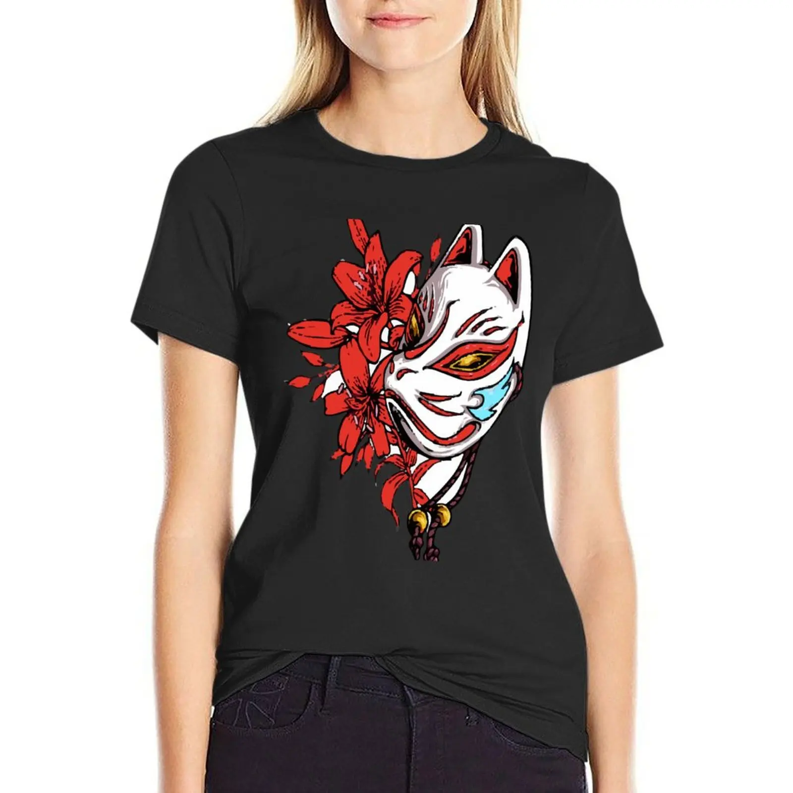 

Japanese Fox Mask T-Shirt Aesthetic clothing kawaii clothes quick-drying anime cat shirts for Women