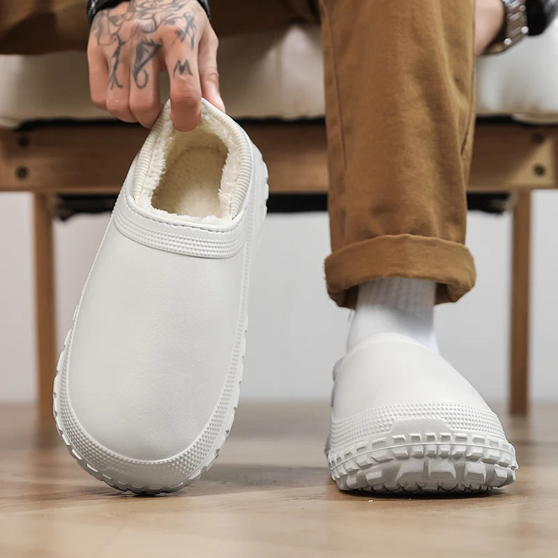 

MAEDEF 2025 Plush Lining Slippers for Men Winter Warm House Shoes Non-Slip Indoor Outdoor Anti-Skid Comfortable Thermal Footwear