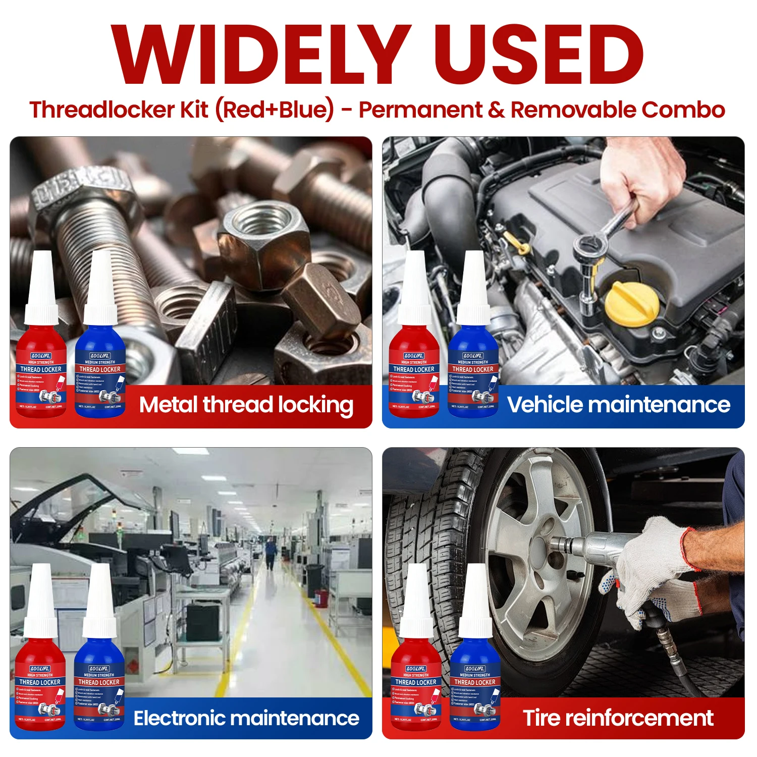 LOOLIFL chargement mixte, type d'infiltration à flux rouge. Bondage bleu fort, résistance à l'huile, résistance aux basses et aux hautes températures, déte