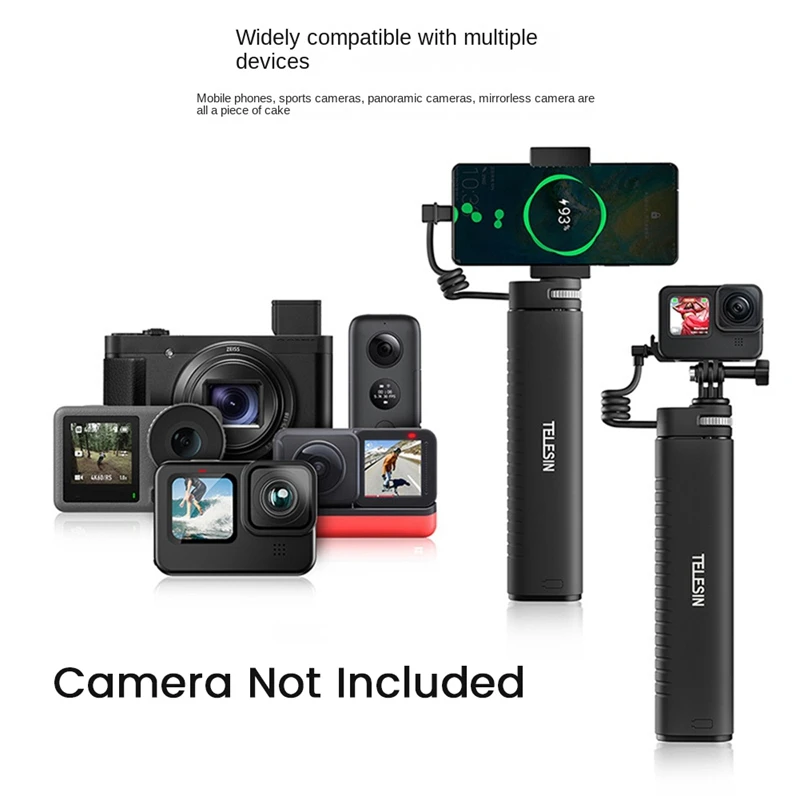 جديد TELESIN شحن Selfie Stick 10000Mah قوة البنك العالمي ل Gopro Insta360 أكشن كاميرا رياضية للهواتف الذكية