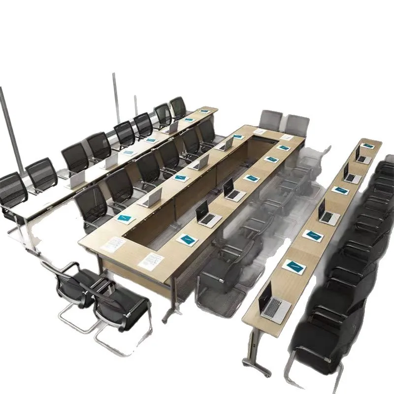 Folding Training Table Movable Splicing Conference Table Multi-functional Office Desk Chair Set Tutoring Double Desk