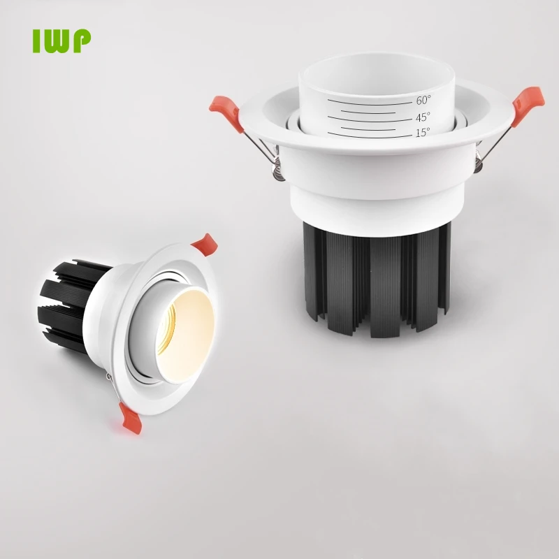 Dimmable Embedded Focusing Zoom Ceiling Spotlight 15-60 Degree COB 7W 12W 15W 20W 25W Background Wall LED Downlight Indoor Light