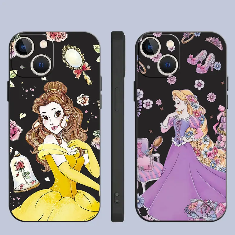 phone Cases for iphone 14 case 11 13 15 Pro XS Max 8 12 Mini X SE 7 14 Plus funda Antiscratch cover Disney Little Princess Girls