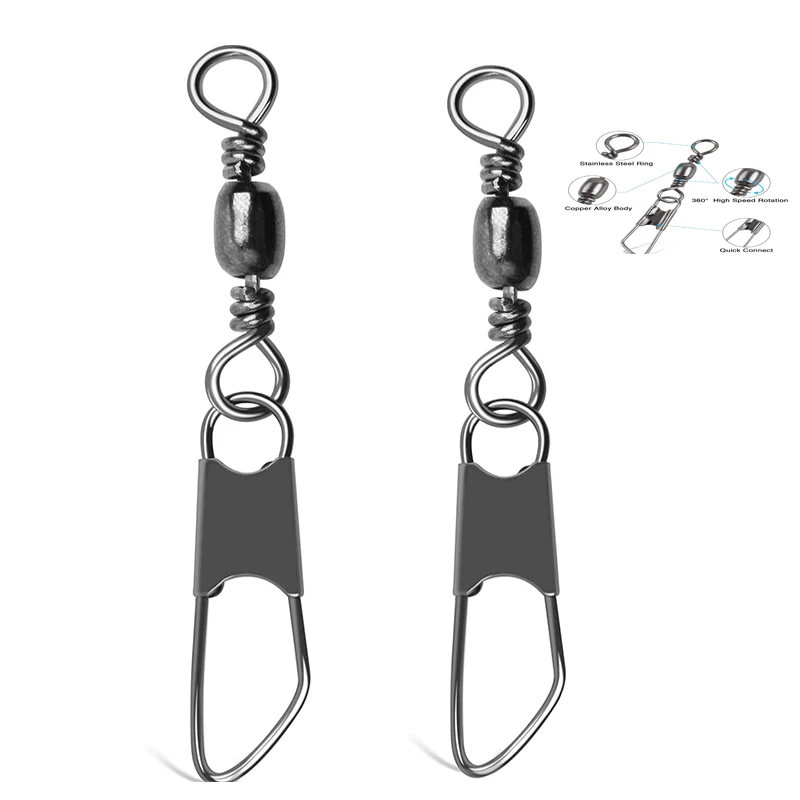 Barrel Fishing Swivel A Type Snap Copper Alloy Stainless Steel 360 Rotation Heavy Duty Connector Saltwater Freshwater Tackle