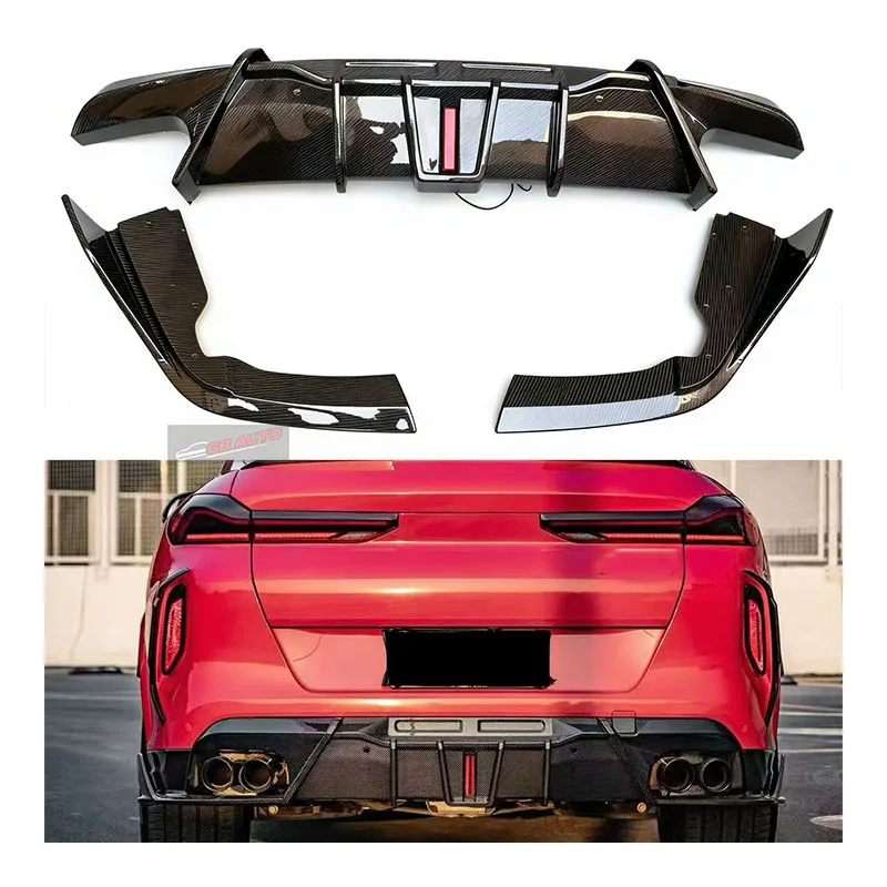 New for X5M F95 X6M F96 LCI Carbon Fiber Exhaust Rear Diffuser Bumper Splitter Accessories Body Kit