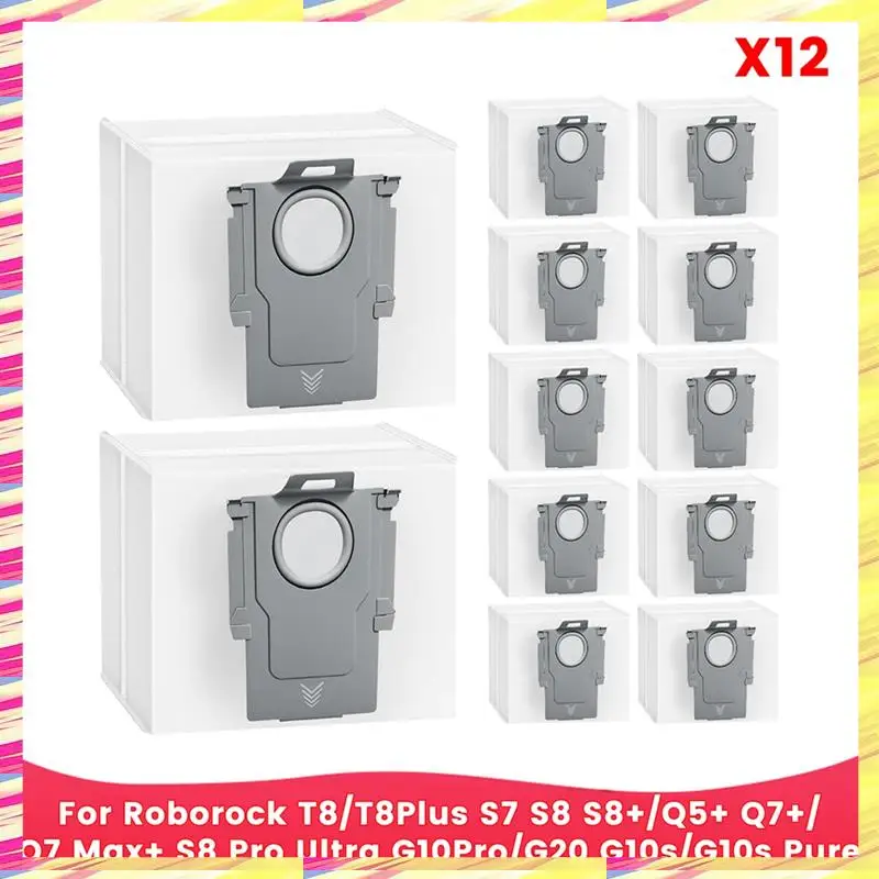

Мешок для пыли ABJJ для Roborock T8/T8plus S7 S8 S8+/Q5+ Q7+/Q7 Max+ S8 Pro Ultra G10pro/G20 G10s/G10s, чистые вакуумные детали, 12 шт.