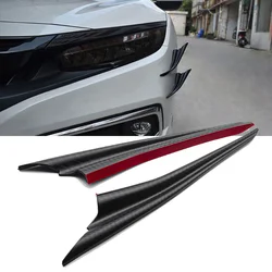2x Car Front Bumper Lip Diffuser Splitter Fins Canards Wings Carbon Fiber Patten Car Body Spoiler Stickers Auto Strip Decoration