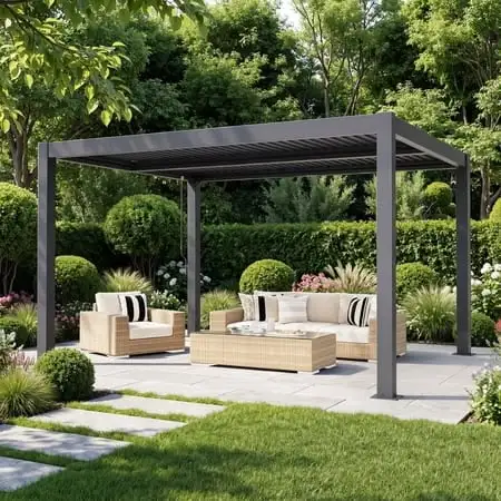 Various Sizes Outdoor Rainproof Environmentally Friendly Pavilion Electrically Adjustable Blinds Pergola Fashion Aluminum Gazebo image 4