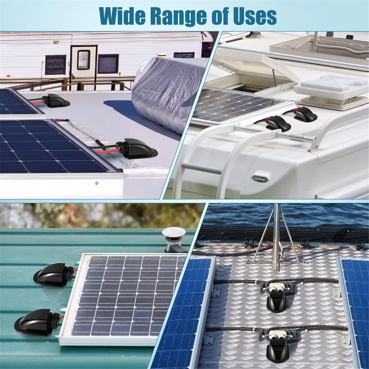 AA25 2 Pack Solar Cable Entry Gland,Solar Gland, Dual Cable Entry Housing for All Types 3mm² to 10mm² RV,Caravan,Marine Black