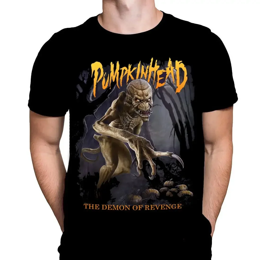 Футболка с принтом Pumpkinhead из фильма ужасов, черная, хлопковая, мужская, с крупным изображением, для фанатов, на Хэллоуин