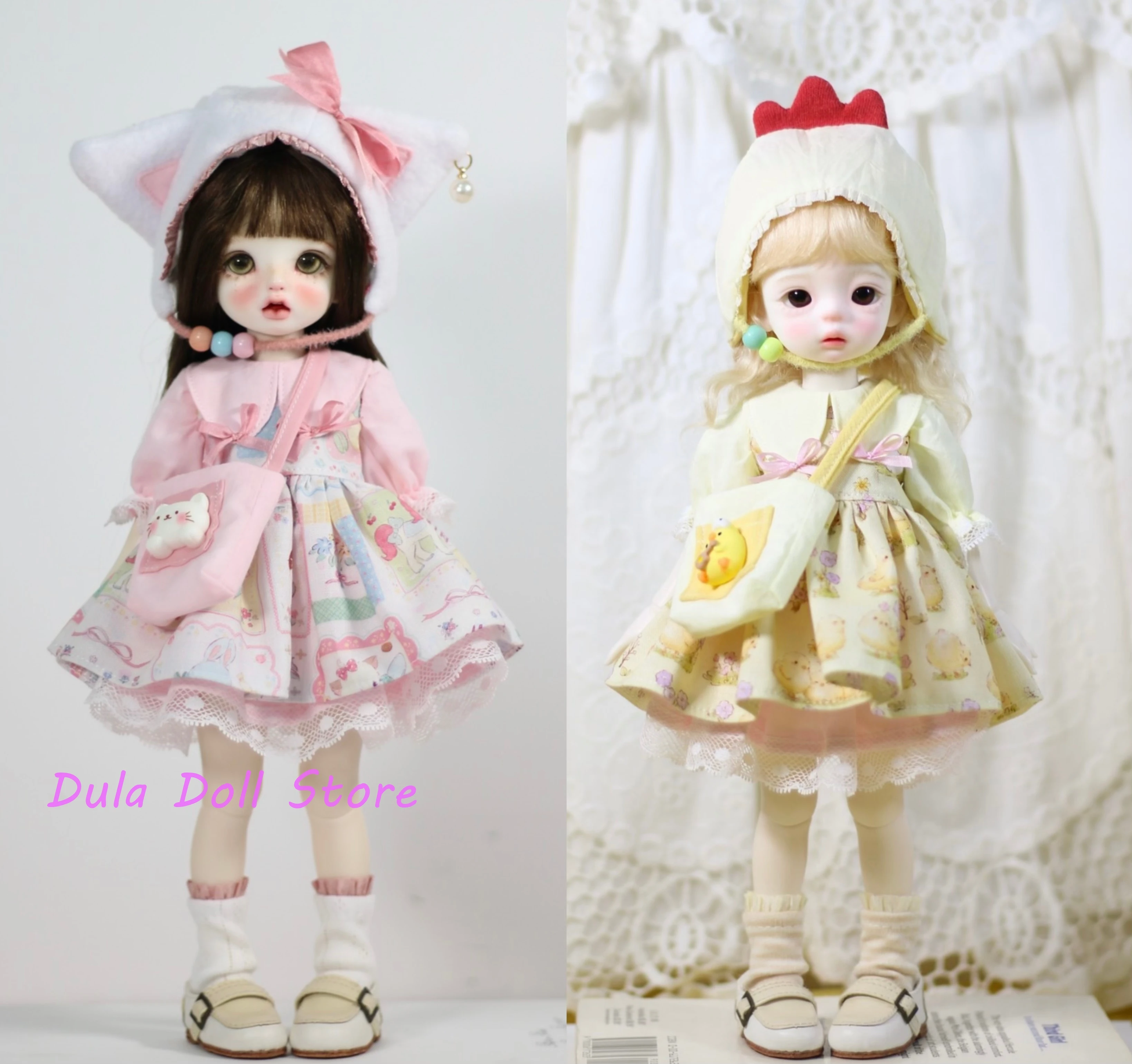 Dula Doll Clothes Dress Egg yolk chick Kittens cat skirt for small 6 1/6 Bjd Doll Accessories