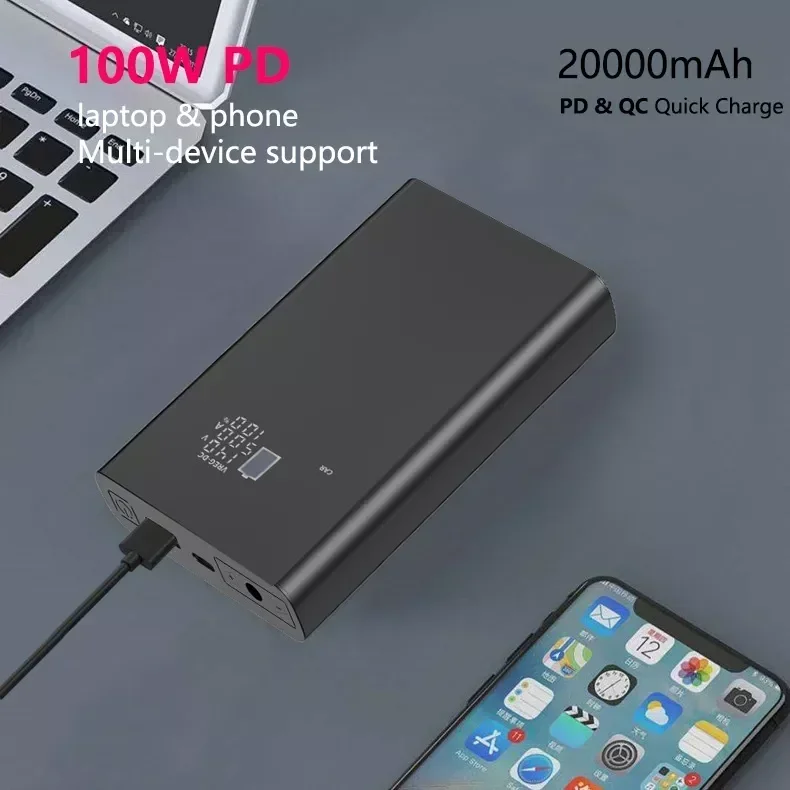 PD 100W DC Powerbank 20000mah 9V 12V 15V 16.5V 19V 1A 2A 3A 4A 5A 6A Power bank do laptopa 24V 20V do routerów CPAP Projektor Modem