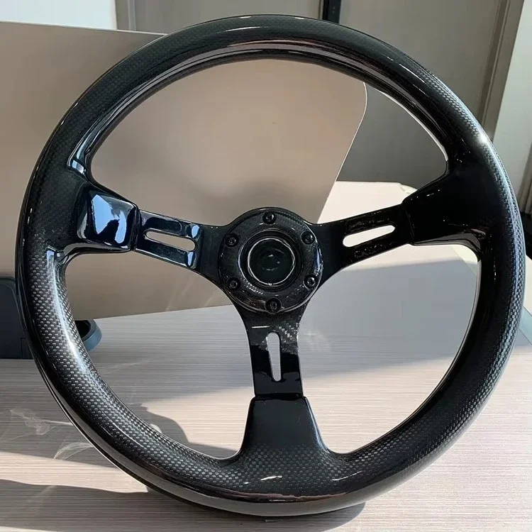 Universal Custom True Carbon Fiber  Deep Disk Rod Hole Modification Drift Steering Wheel