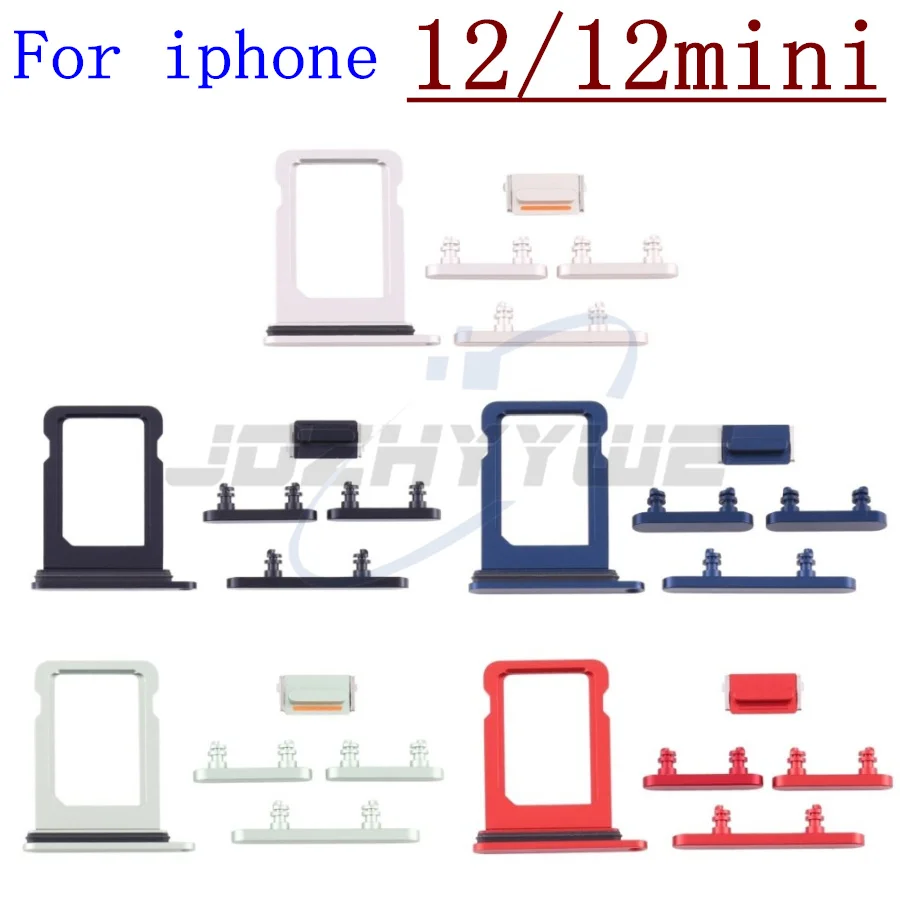 10Set/Lot Outside Side Key Volume Mute Power-On Button SIM Single Double Card Key For Iphone 12 Mini Replacement Parts