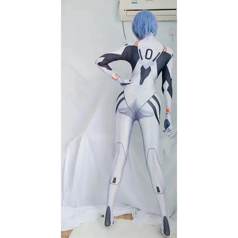 Nuevo 2025 disfraz de Rei Ayanami mono blanco mono fiesta de Halloween Cosplay Zentai Catsuit 002 Bear House Anime