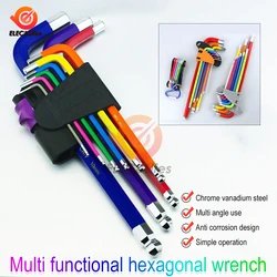 9Pcs 1.5mm-10mm Color Coded Ball-End Hex Allen Key L Wrench Set Torque Long Metric With Sleeve Hand Tools Bicycle Accessories