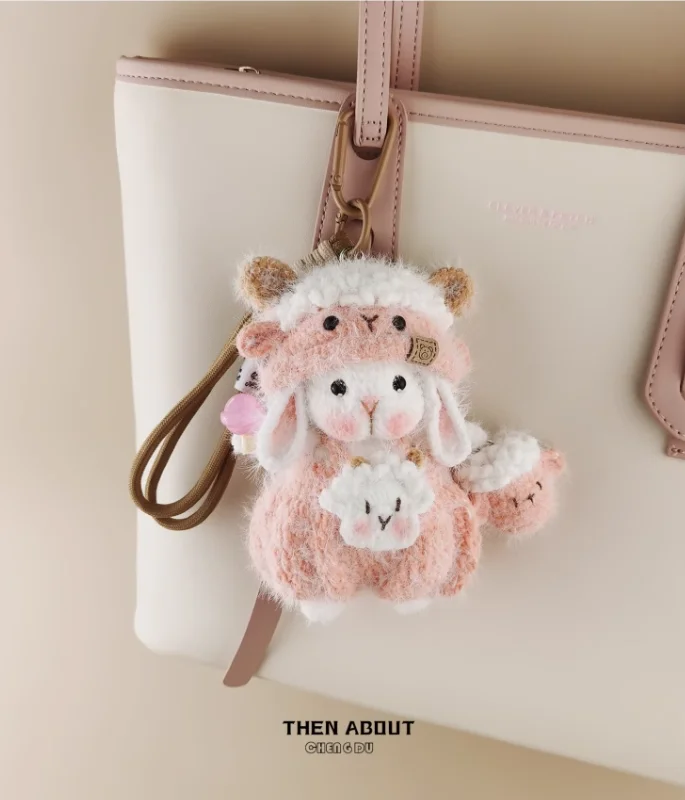 Small cute pink lamb candy rabbit bag pendant pendant Keychain pendant gift