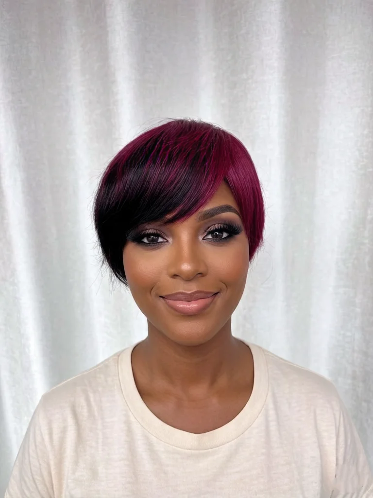 Short pixie cut wigs human hair Ombre Straight Wigs  Human Hair Wigs #27 Colored Pixie Cut Wigs Human Hair machine made wig