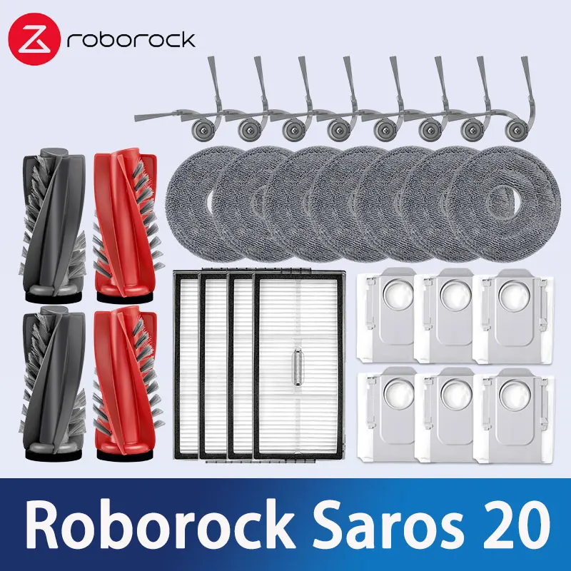 Roborock Saros 20 Robot Vacuum Cleaner Accessories Main Side Brush Mop Cloth Hepa Filter Dust Bag Replacement Spare Parts