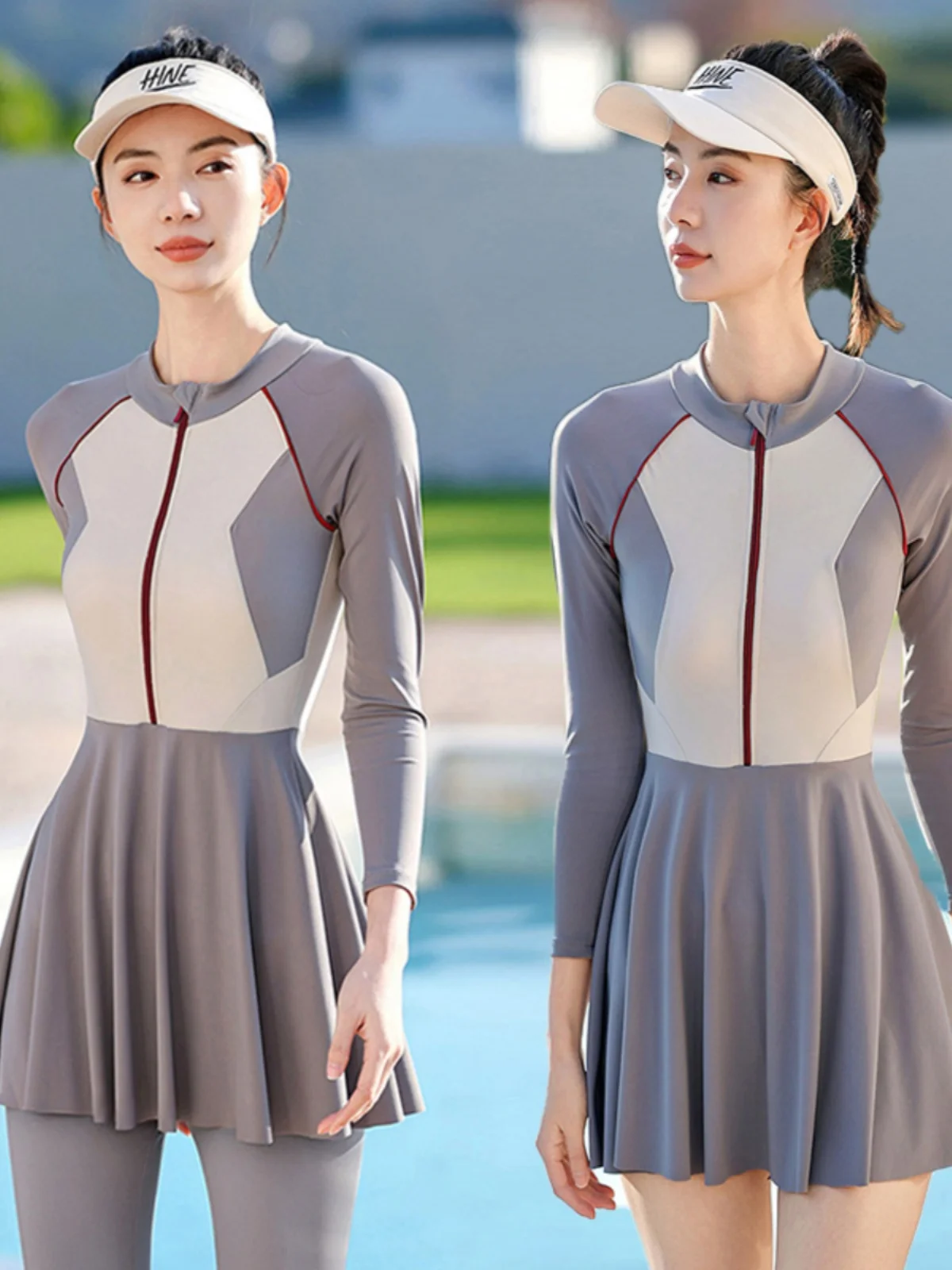 

Купальник-комбинезон женский с длинным рукавом, защита от солнца, большие размеры, скрывающий живот, моделирующий фигуру, новая модель 2026 года