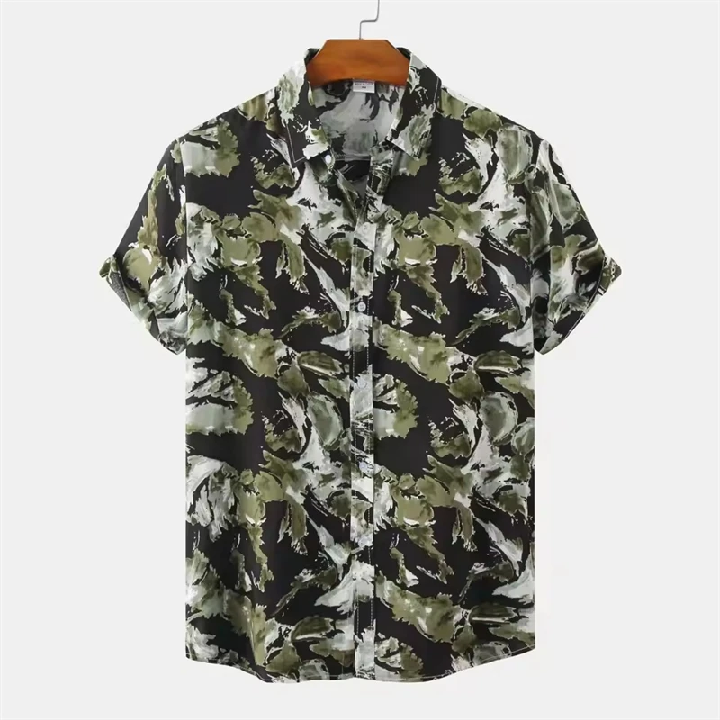 Men's 2025 Hawaiian Casual Fashion Social Beach Style Short Sleeve Oversized Flower Print Loose Vintage Patry Shirt Blouse Tops