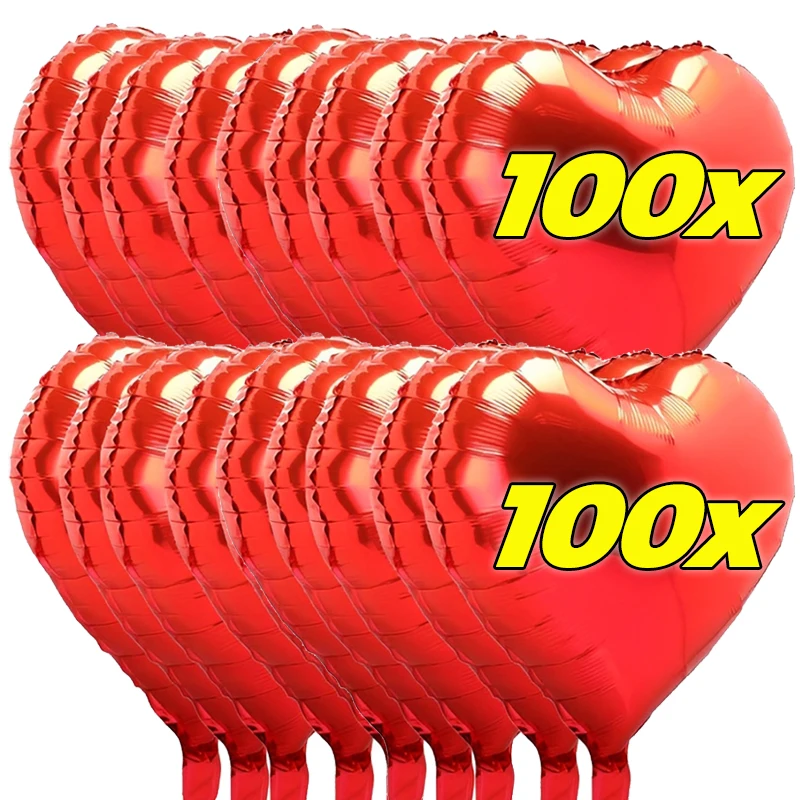 5-100PCS Red Love Foil Balloons 18inch Heart Shape Inflatable Helium Balloon For Valentine's Day Wedding Party Decoration Gifts