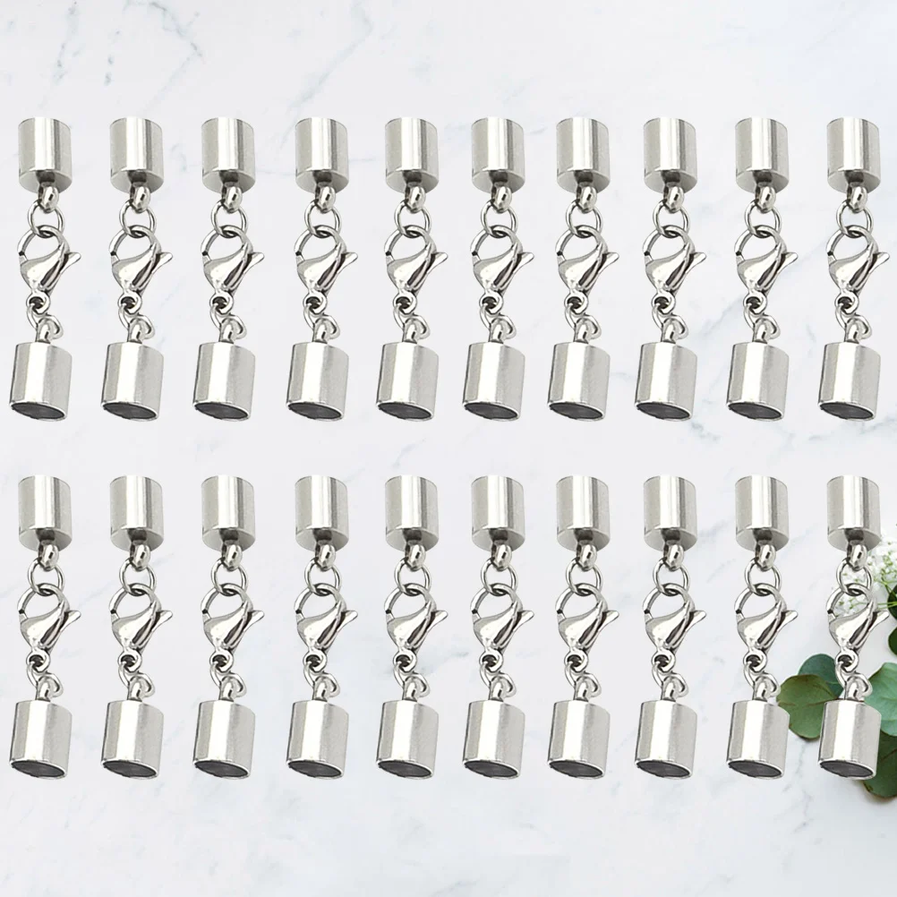 

20Pcs Cord Buckle Stainless Steel Fine Craftsmanship Jewelry Fastener for Necklace Bracelet Connecting Rope 2.2mm Hole