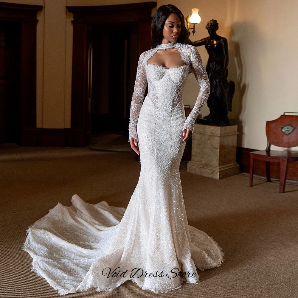 Temperament Long Sleeves O-Neck Customized Bridal Gowns Classic Appliques Lace Vestido De Novia Dreamy Mermaid Robe de mariée image 4