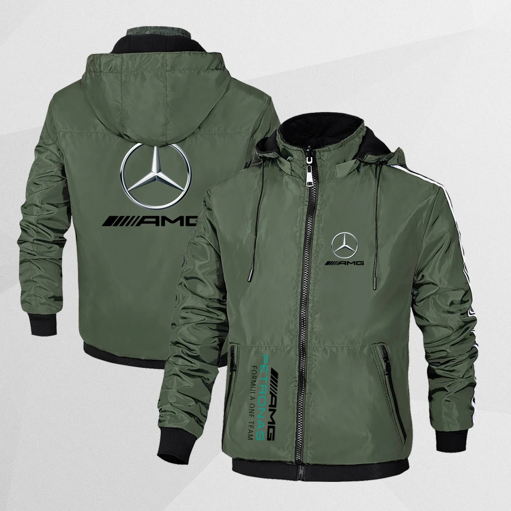 Jaqueta de ganso dupla face, masculina e feminina, jaqueta casual de algodão esportiva, Mercedes Benz, outono, inverno, 2024