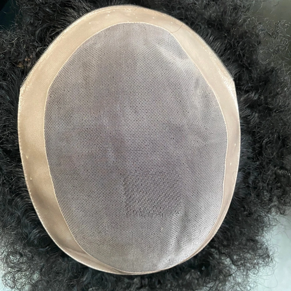 6 مللي متر شعر أفريقي مجعد شعر مستعار للرجال غير قابل للاكتشاف متين أحادي & NPU قاعدة 100% شعر بشري رجل شعر مستعار نظام استبدال الشعر الاصطناعي