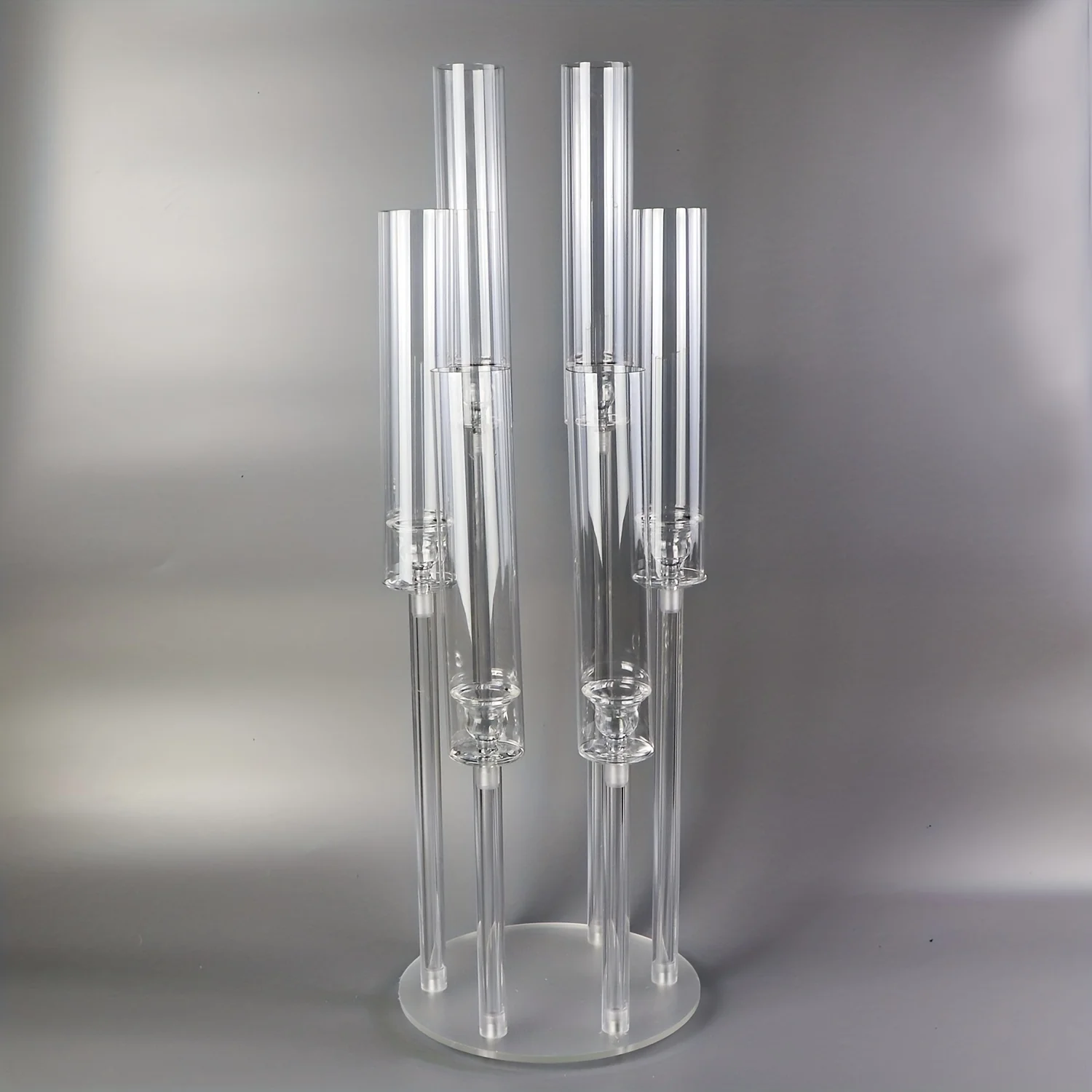 1PC 6 Arms Clear Acrylic Candle Holder, Wedding Decoration Candlestick Table Decoration Centerpiece Candelabra,Western