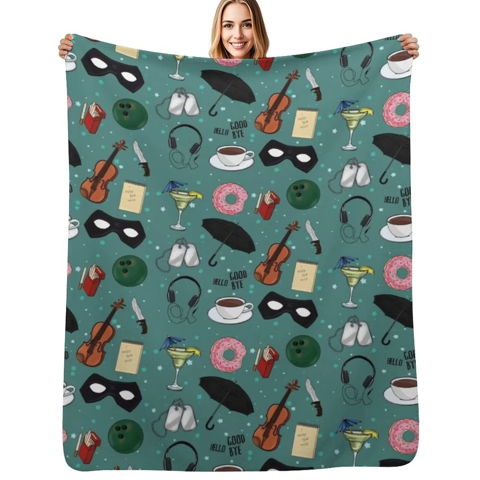 The Umbrella Academy Collage [in Green] Throw Blanket Thin warm winter Luxury St Soft Hairys Decoratives Blankets
