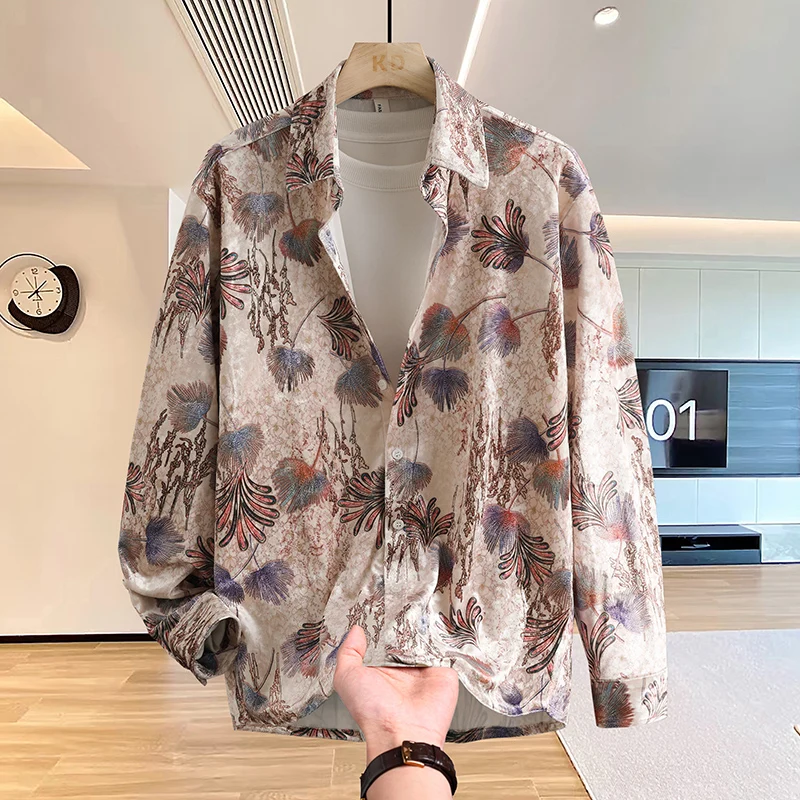 Male Shirt Men's Streetwear Blouse Mens Clothing Fashion Shirt Spring Autumn Winter Streetdress Popular Casual Elegant Hombre