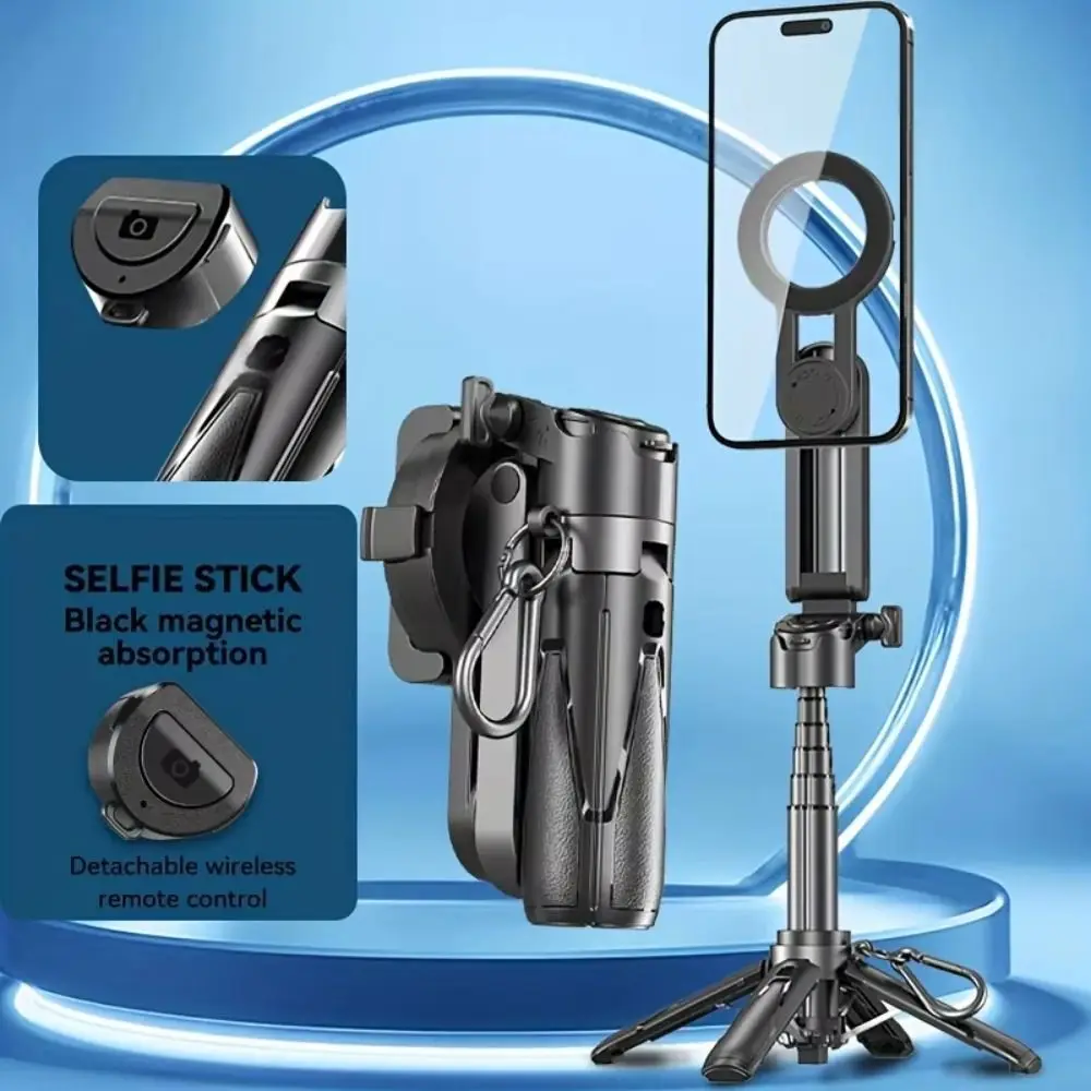 

Foldable Magnetic Selfie Stick Adjustable Telescopic Magnetic Phone Tripod with Detachable Remote Portable Extendable Phone Grip