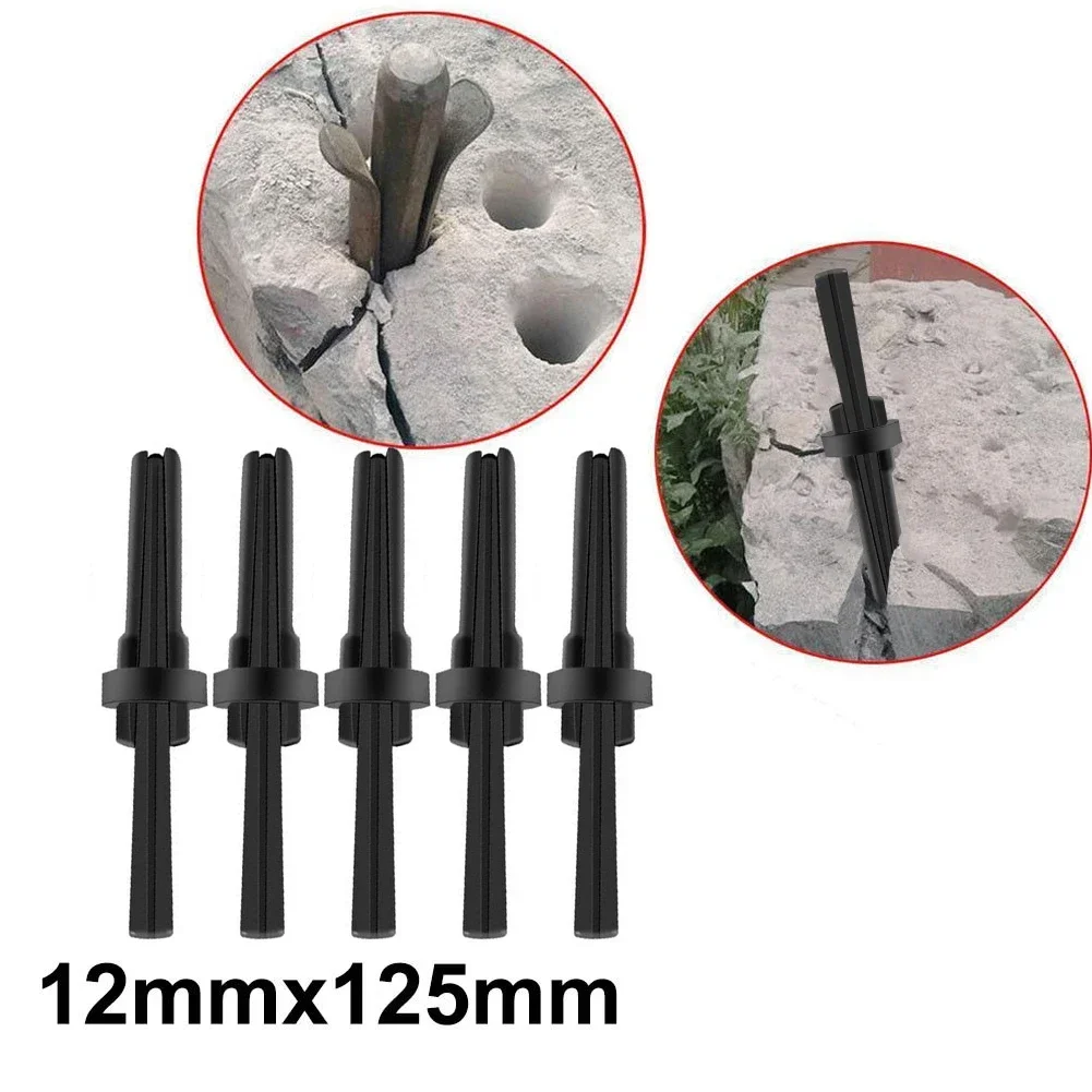 5pcs Stone Splitting Tool Metal Plug Wedges Concrete Rock Splitters Hand Tool 125x12mm Stone Splitting Wedges Chisels