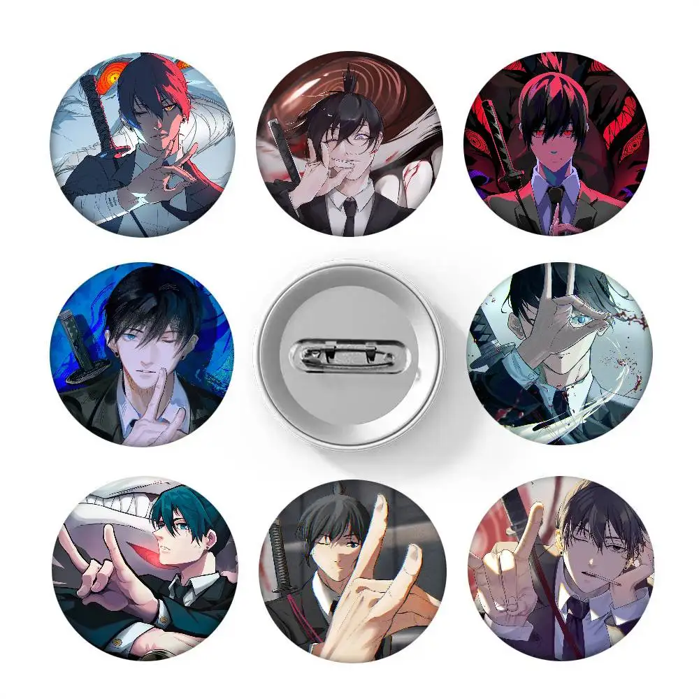 Anime Chainsaw Man Aki Hayakawa Round Badge Creative Brooch Clothing Backpack Accessories Lapel Pin